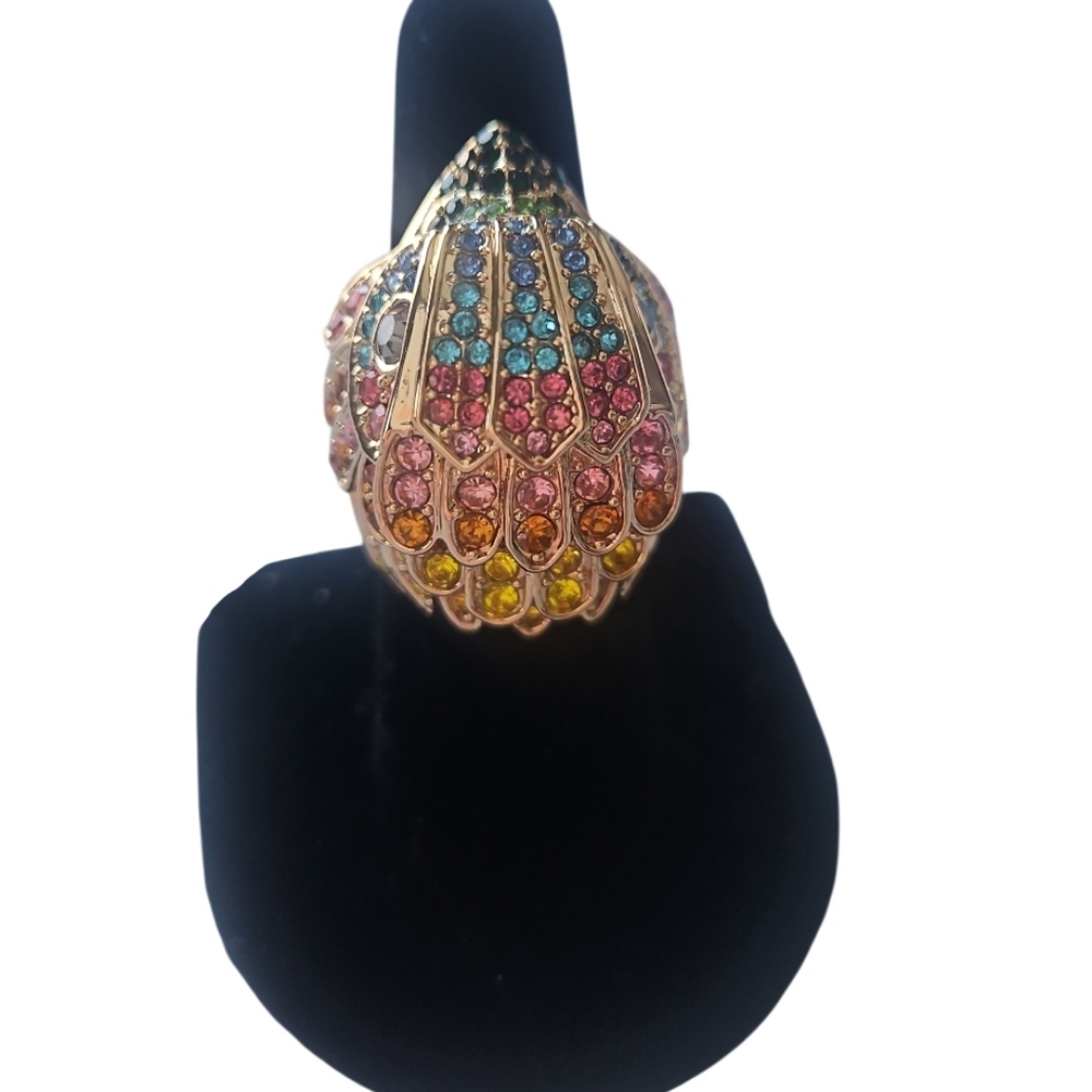 NEW! KURT GEIGER Multi-color Crystal Rainbow Color Eagle Cocktail Ring 8. - Picture 5 of 7